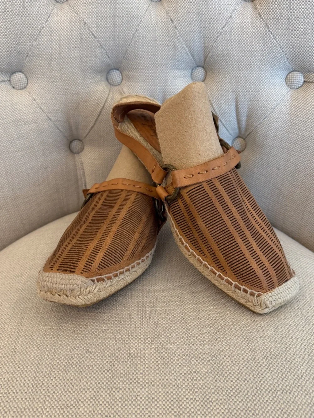 FREE PEOPLE Women’s EU41 Cabo Brown Leather Slingback Espadrille Flat Sandals